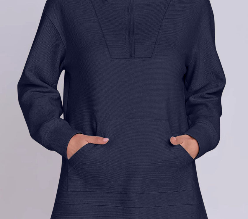 ฺHigh-Low Quarter Zip Long Sleeve Sweatshirt