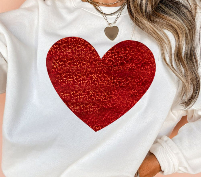 Valentine’s Day Heart Round Neck Long Sleeve Sweatshirt
