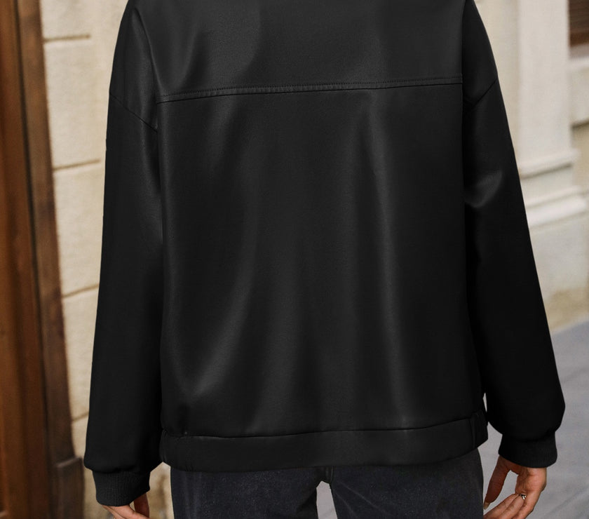 Ivy Lane Zip Up Baseball Collar Dropped Shoulder Jacket