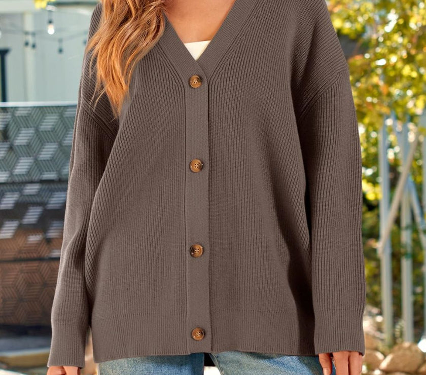 Button Down Long Sleeve Cardigan