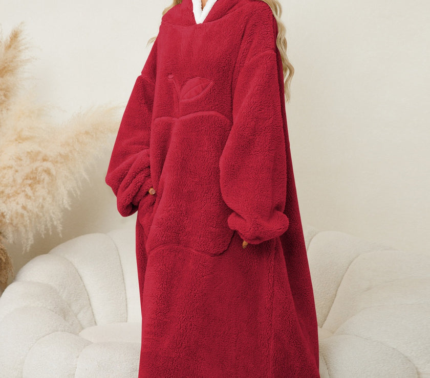 Pocketed Contrast Long Sleeve Hooded Lounge Dress