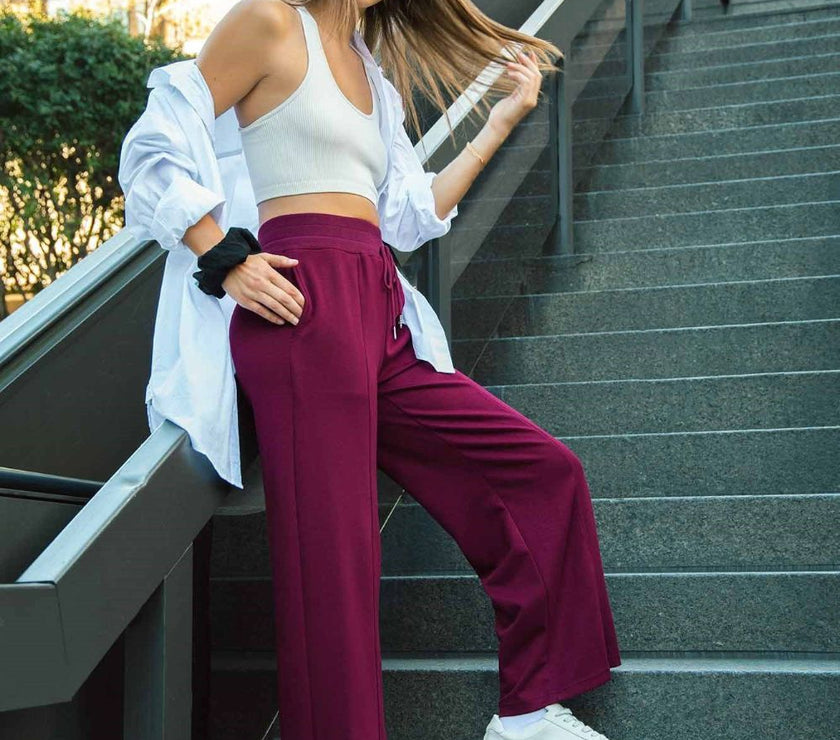 Umgee Full Size Drawstring Wide Leg Pants with Pockets