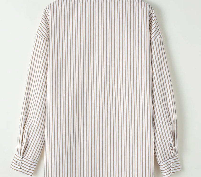 Striped Long Sleeve Mini Shirt Dress