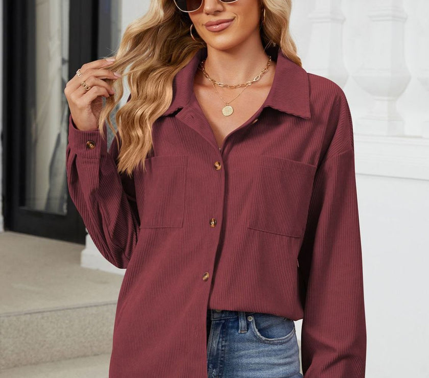 Button Up Long Sleeve Shirt with Breast Pockets
