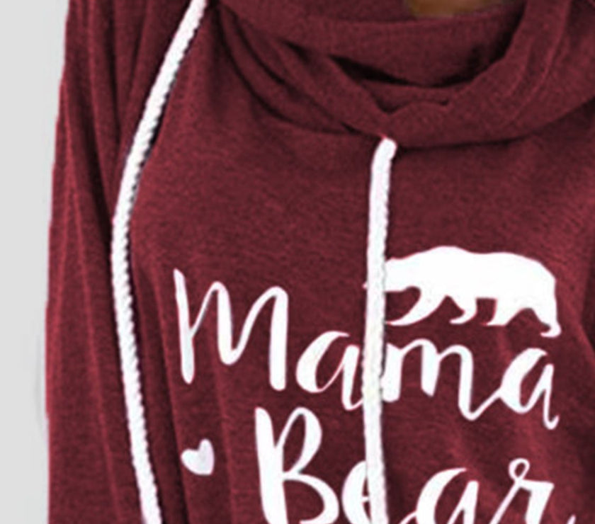 Drawstring Letter Graphic Long Sleeve Hoodie