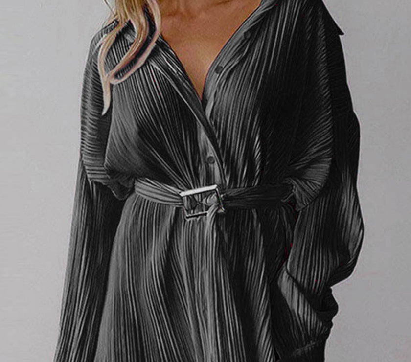 Button Up Dropped Shoulder Shirt Dress