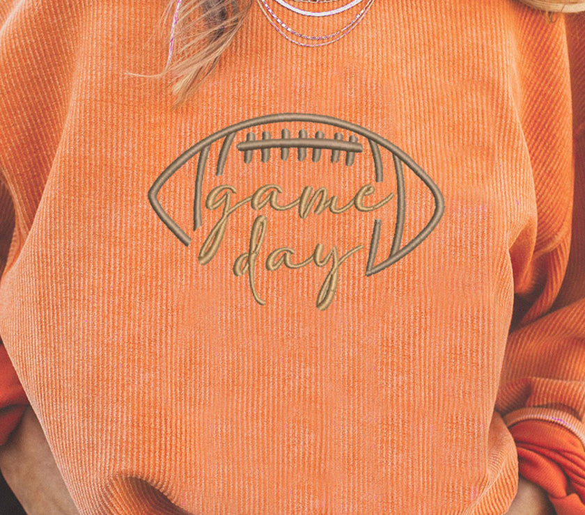 Apricot Football Graphic Drop Shoulder Game Day Corded Sweatshirt