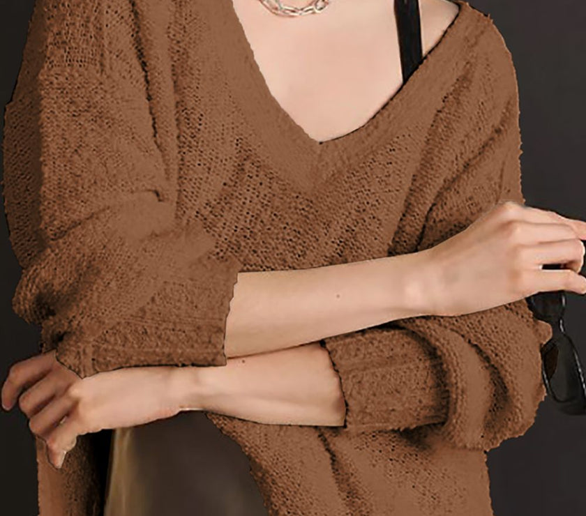 V-Neck Dropped Shoulder Sweater