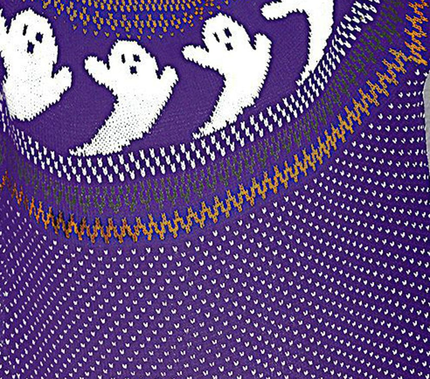 Ghost Pattern Round Neck Long Sleeve Sweater