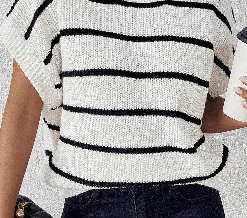 Striped Round Neck Sweater Vest