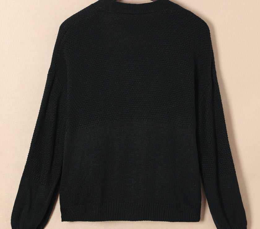 Floral Applique Drop Shoulder Open Front Cardigan