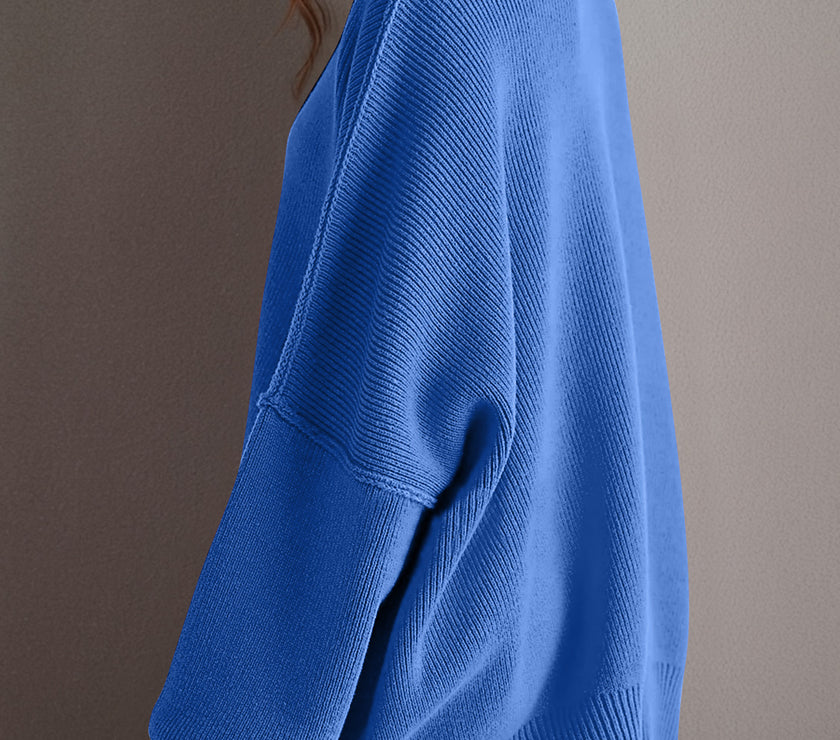 Double Take Side Slit Round Neck Long Sleeve Sweater