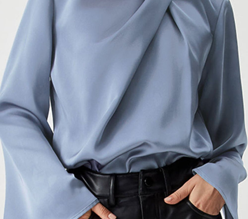 Cutout Turtleneck Long Sleeve Blouse