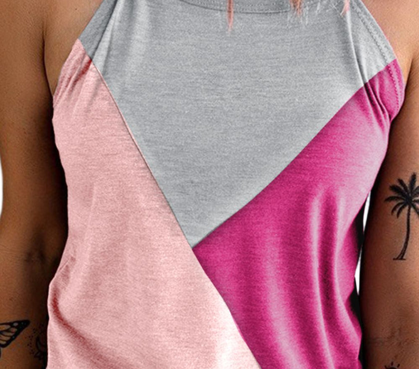 Color Block Grecian Neck Tank