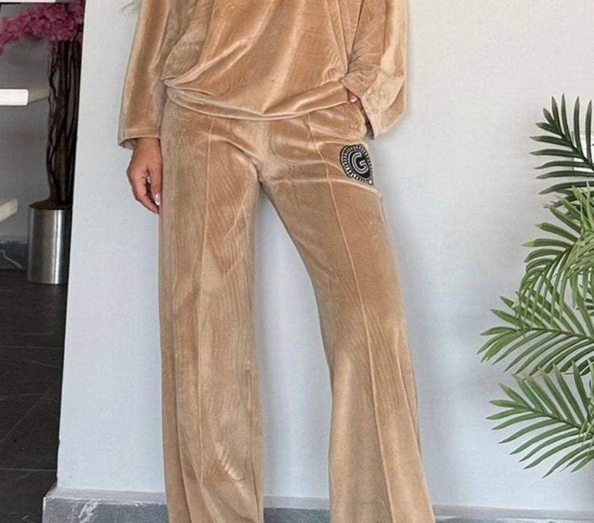 Full Size Boat Neck Long Sleeve Top and Pants Set