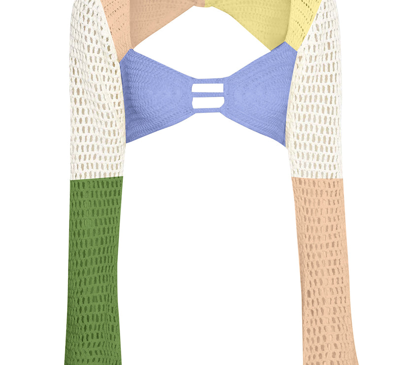 Tied Long Sleeve Top and Skirt Cover Up Set