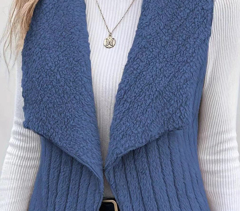 Open Front Fuzzy Vest Coat