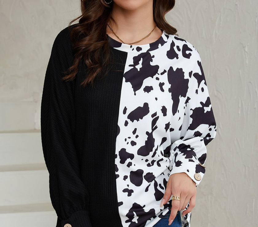 Animal Print Round Neck Top