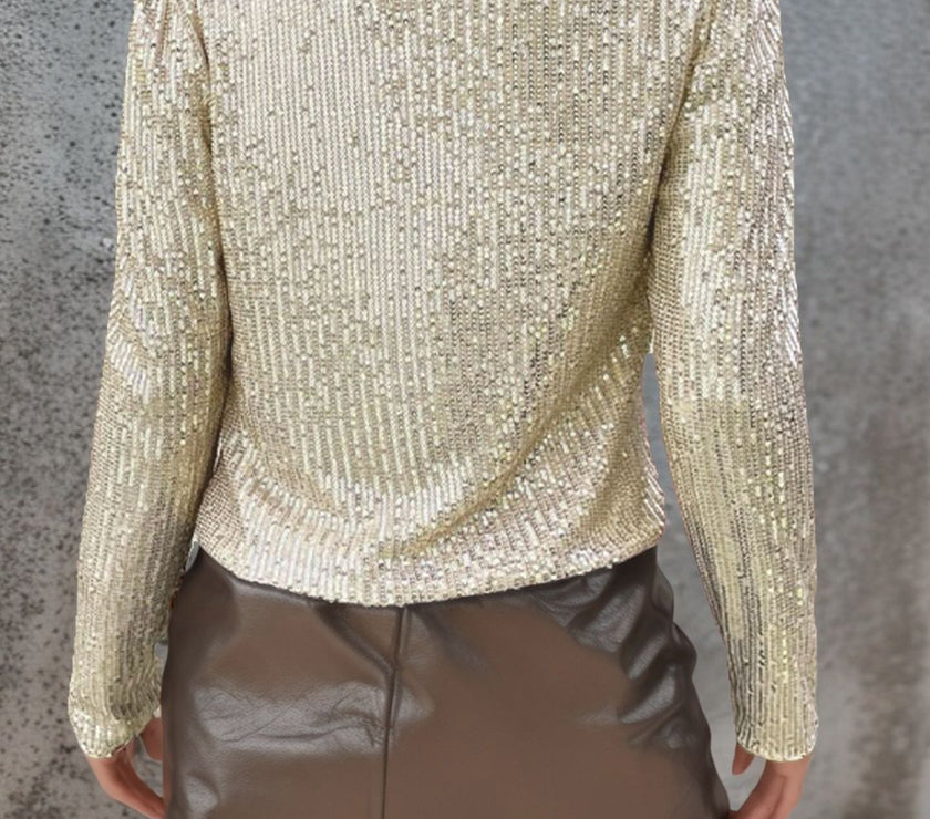 Full Size Sequin Open Front Cropped Jacket