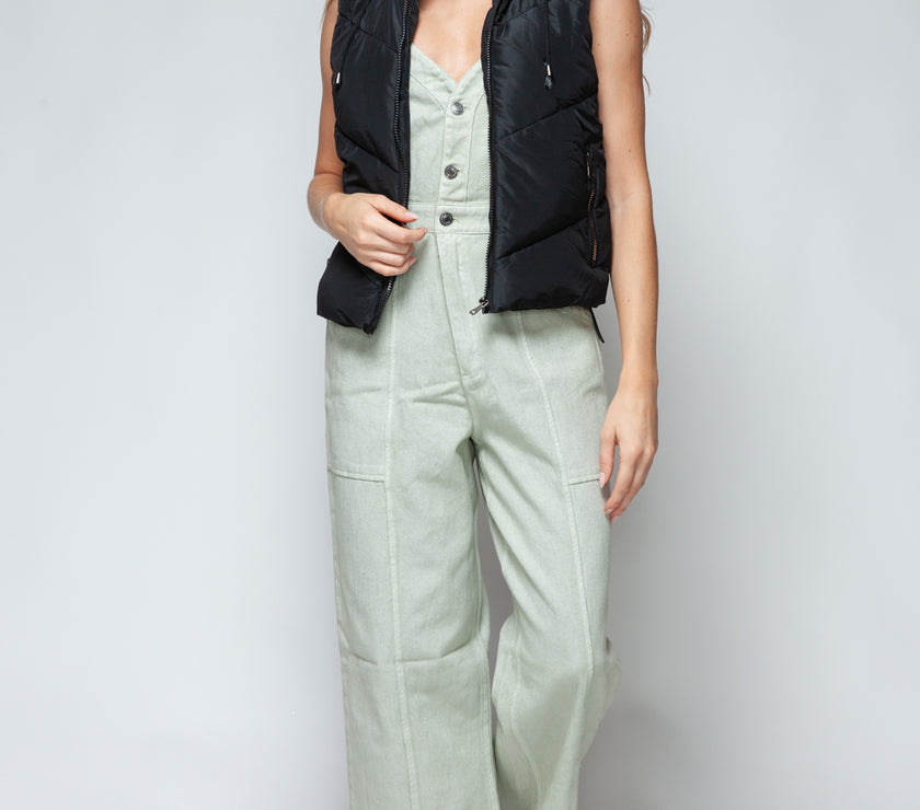 Snobbish Zip Up Quilted Hooded Vest