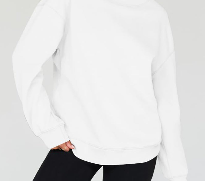 Mock Neck Drop Shoulder Long Sleeve Sweatshirt