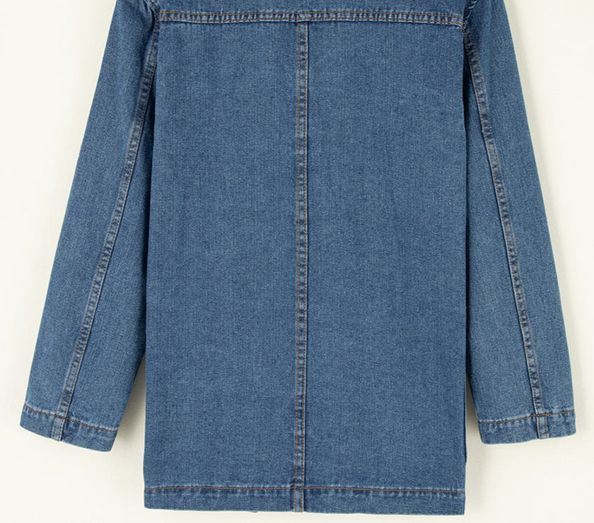 Pocketed Long Sleeve Denim Jacket