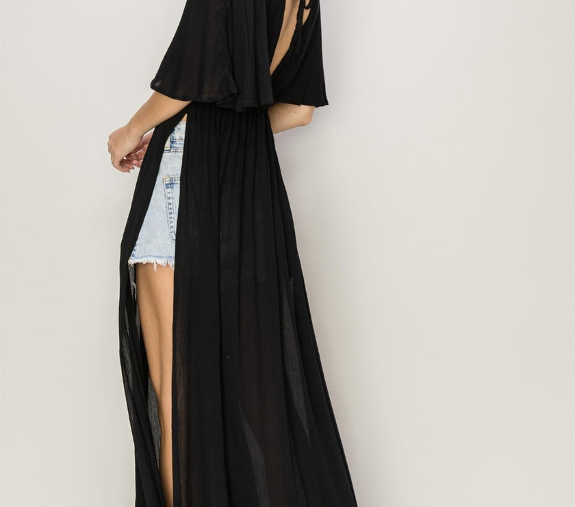 HYFVE Tie Back Maxi Split Cover Up Dress