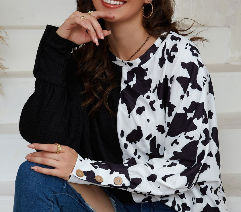 Animal Print Round Neck Top