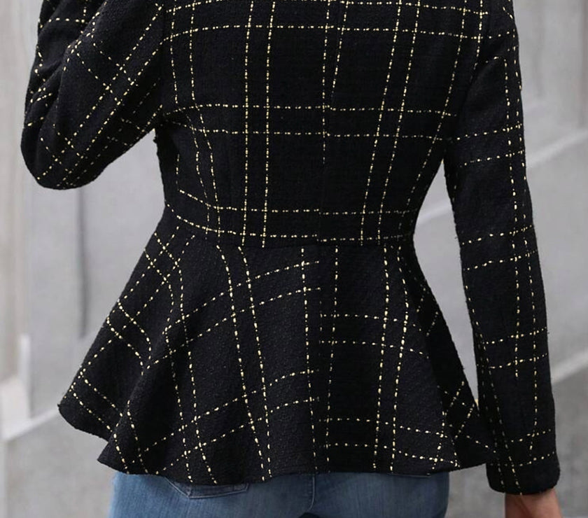 Ruffle Hem Collared Blazer