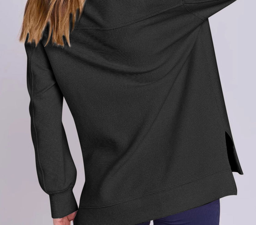 ฺHigh-Low Quarter Zip Long Sleeve Sweatshirt