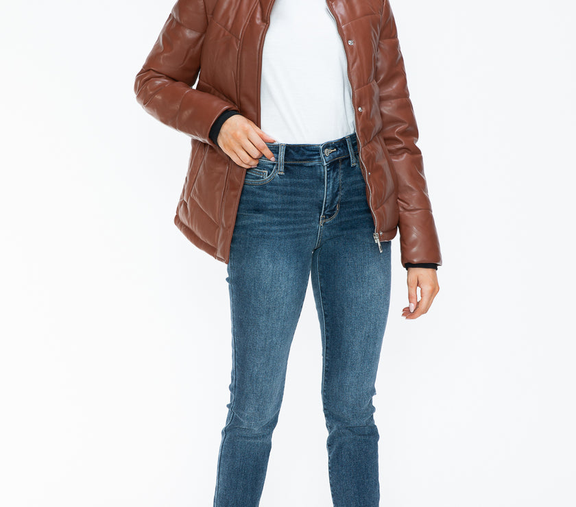 Snobbish Pocketed Zip Up Turtleneck Puffer Jacket