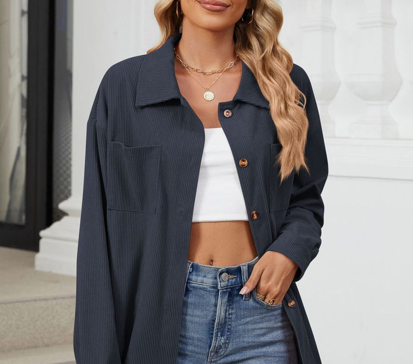 Button Up Long Sleeve Shirt with Breast Pockets