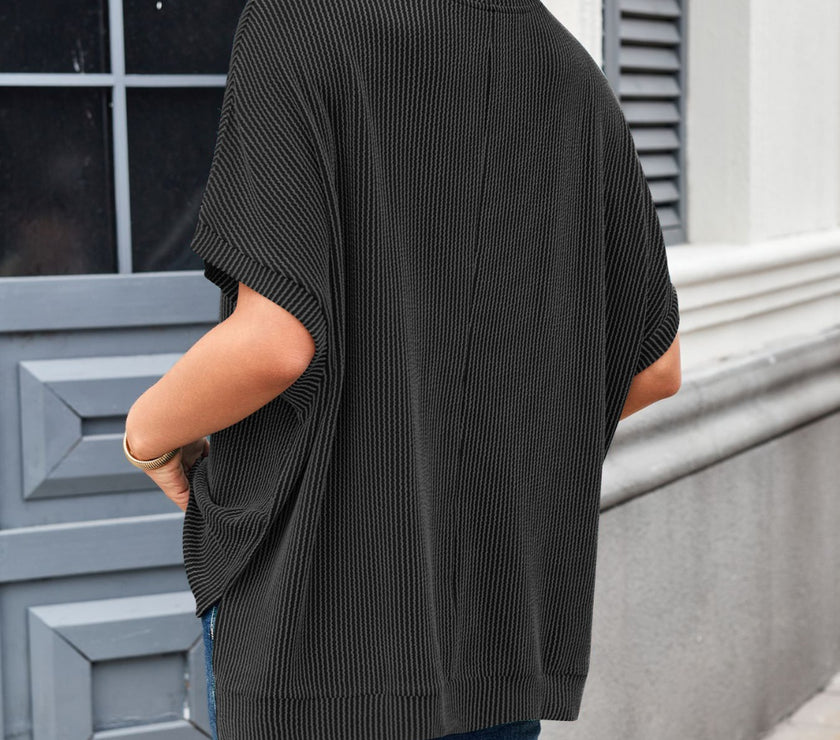 Lovelet Texture Round Neck Short Sleeve T-Shirt