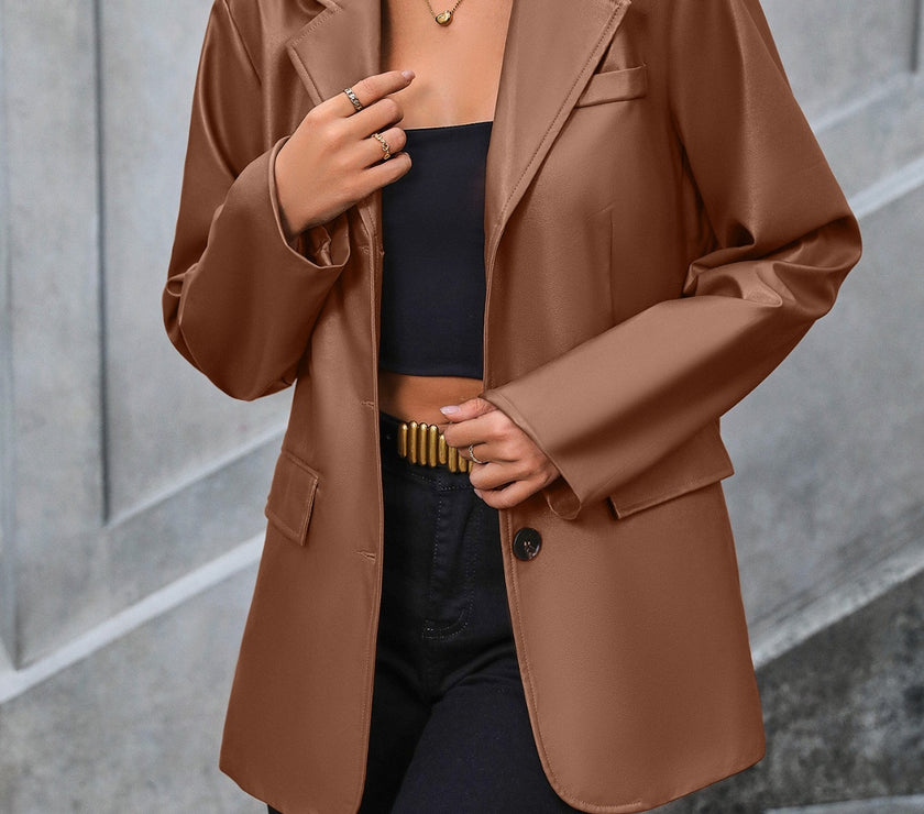 Ivy Lane Pocketed Button Up Collared Neck Blazer