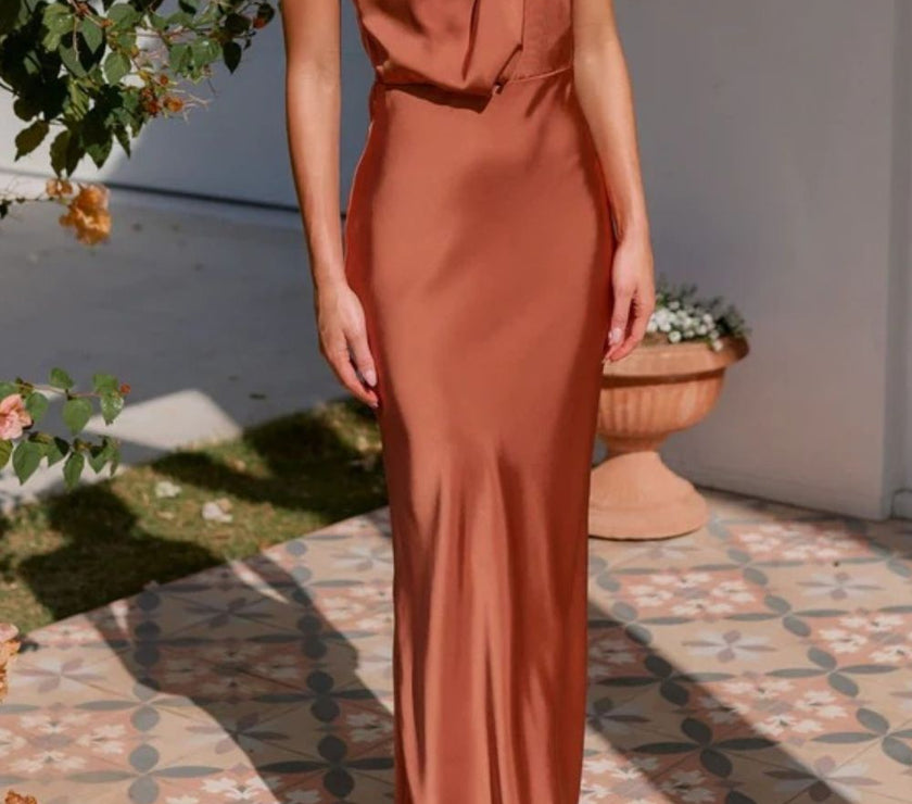 One Shoulder Sleeveless Maxi Dress