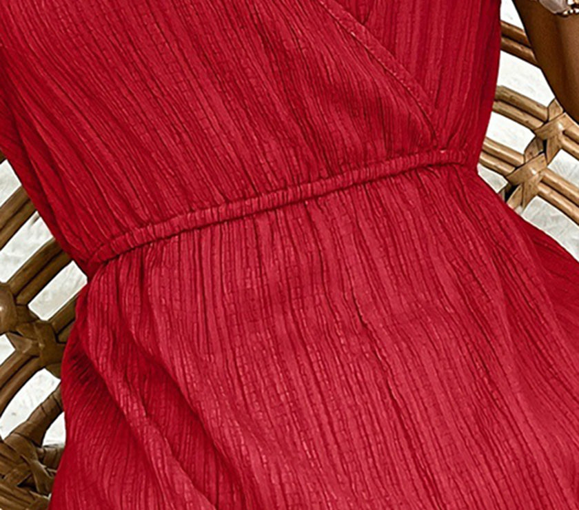 Textured Surplice Sleeveless Romper