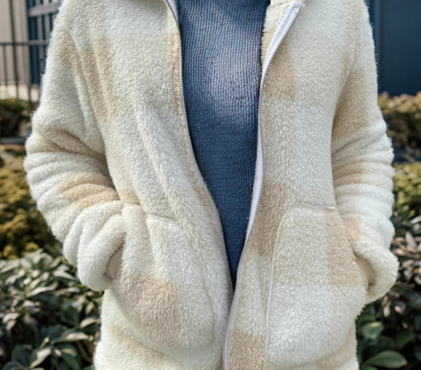 Double Take Full Size Plaid Long Sleeve Hooded Coat