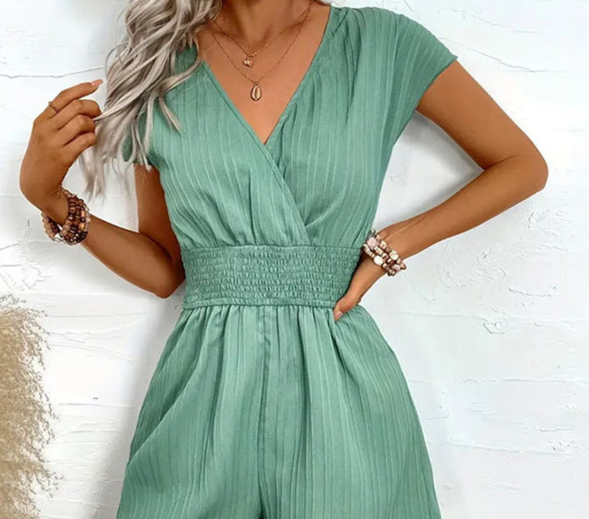 Tied Surplice Short Sleeve Romper