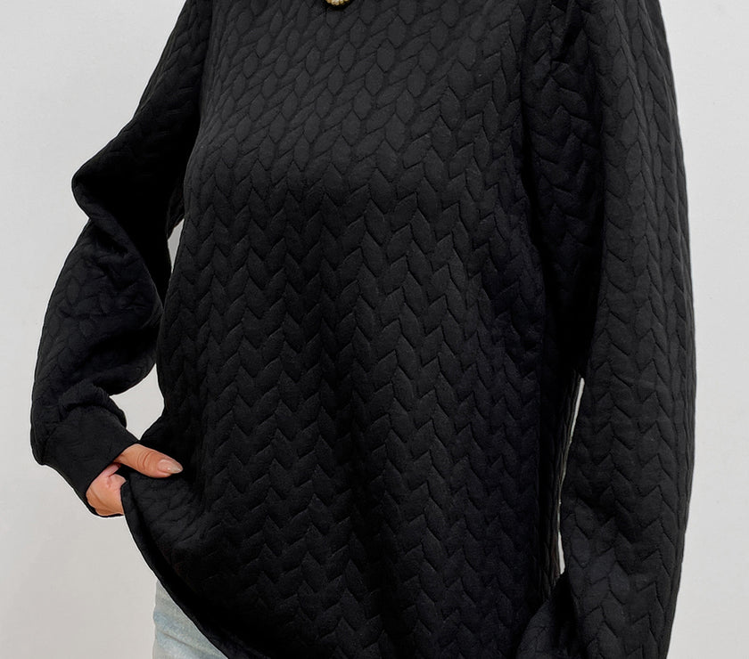 Texture Round Neck Long Sleeve Sweatshirt