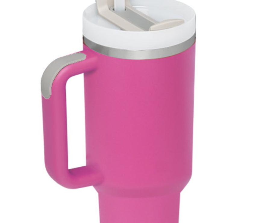 Stainless Steel Tumbler with Upgraded Handle and Straw