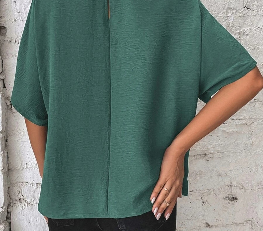 Knotted Round Neck Half Sleeve Blouse