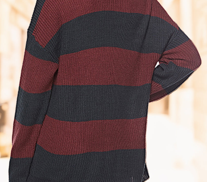 Striped Turtleneck Long Sleeve Sweater