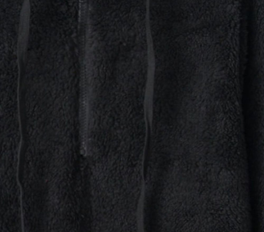 Full Size Quarter-Zip Drawstring Teddy Hoodie