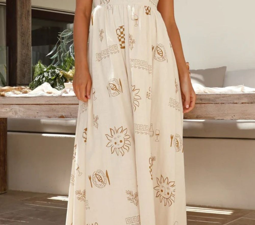 Printed Square Neck Maxi Cami Dress