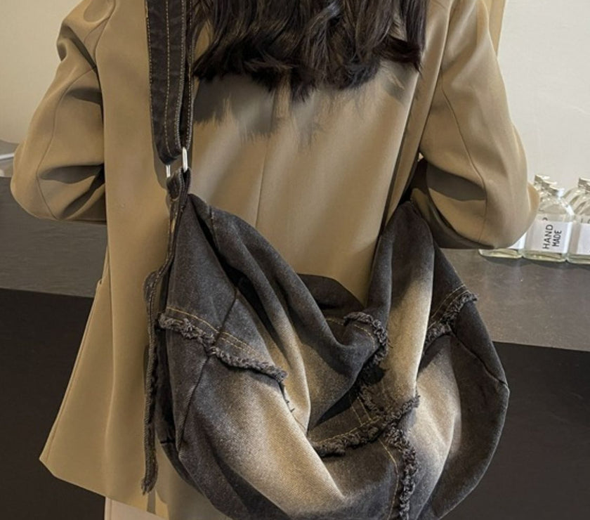 Raw Hem Gradient Crossbody Bag