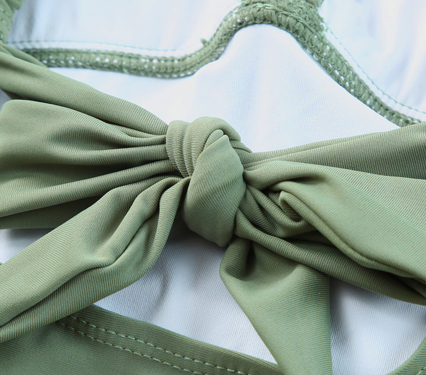 Tie Back Sleeveless Swim Dress and Bottoms Set