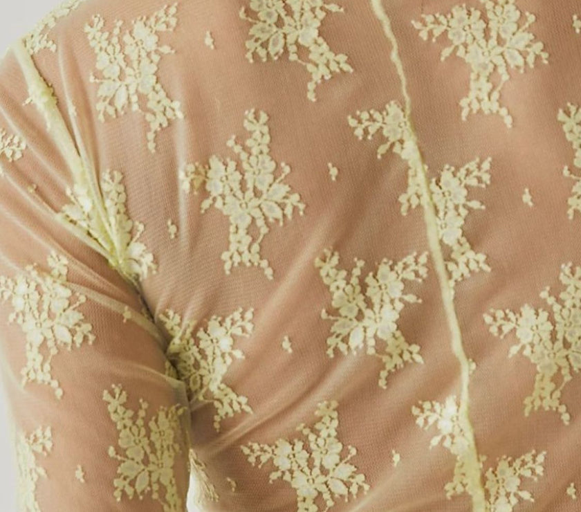 Lace Mock Neck Long Sleeve Blouse