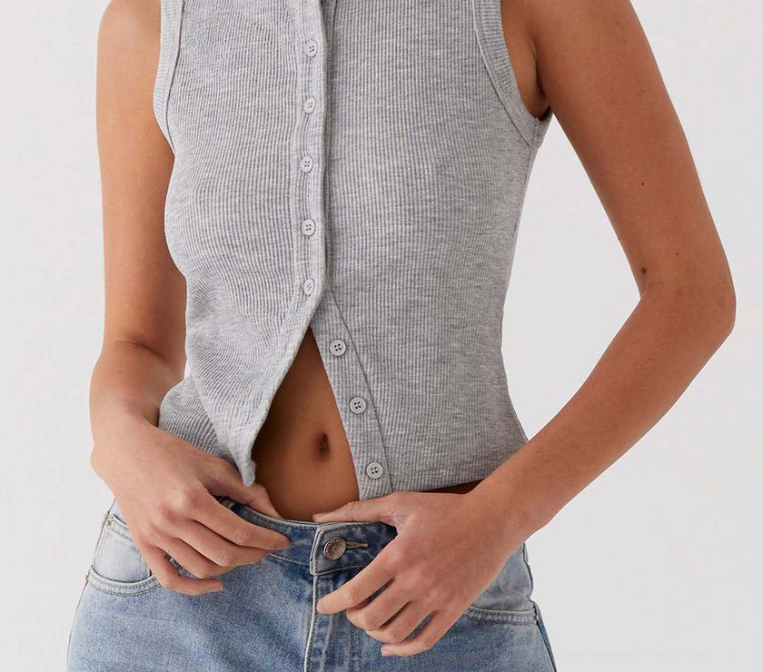 Lovelet Button Up Round Neck Tank