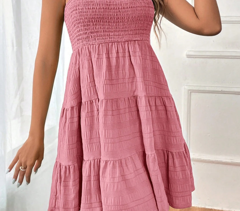 Smocked Tiered Sleeveless Mini Dress