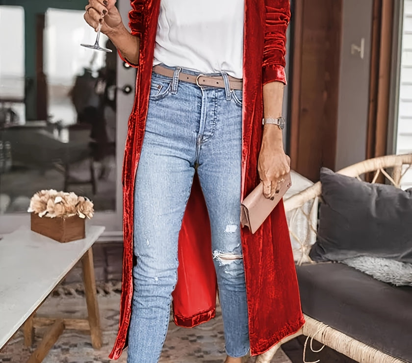 Open Front Long Sleeve Coat